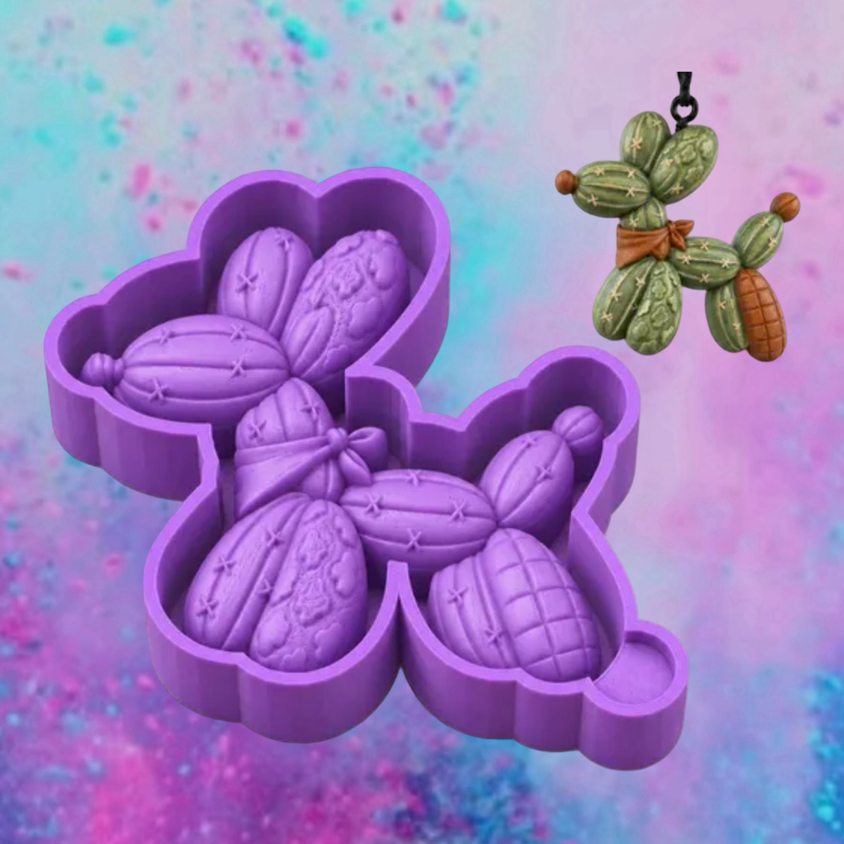 3D cactus balloon dog car freshie molds.