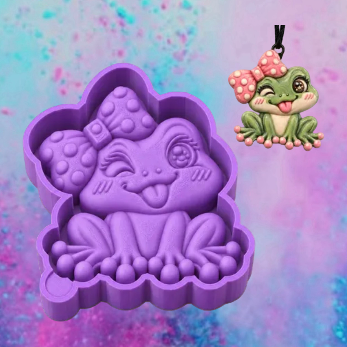 3D winking frog car freshie molds.
