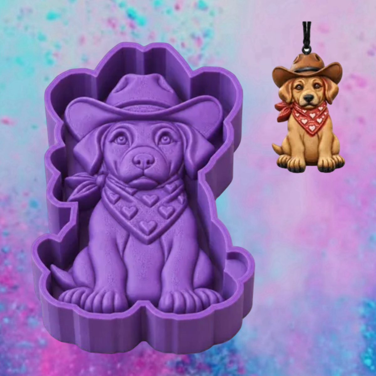 3D cowboy dog car freshie molds.