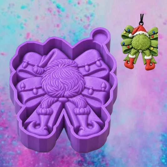 3D Christmas Grinch bow car freshie molds.