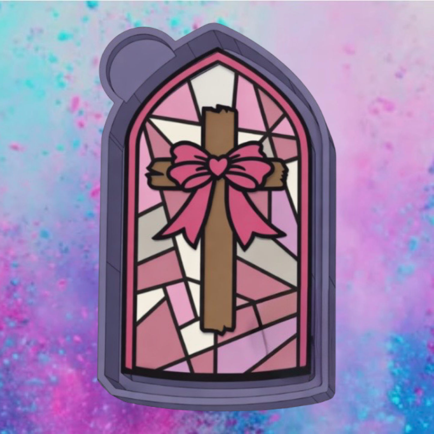 Stained glass bow cross car freshie mold.