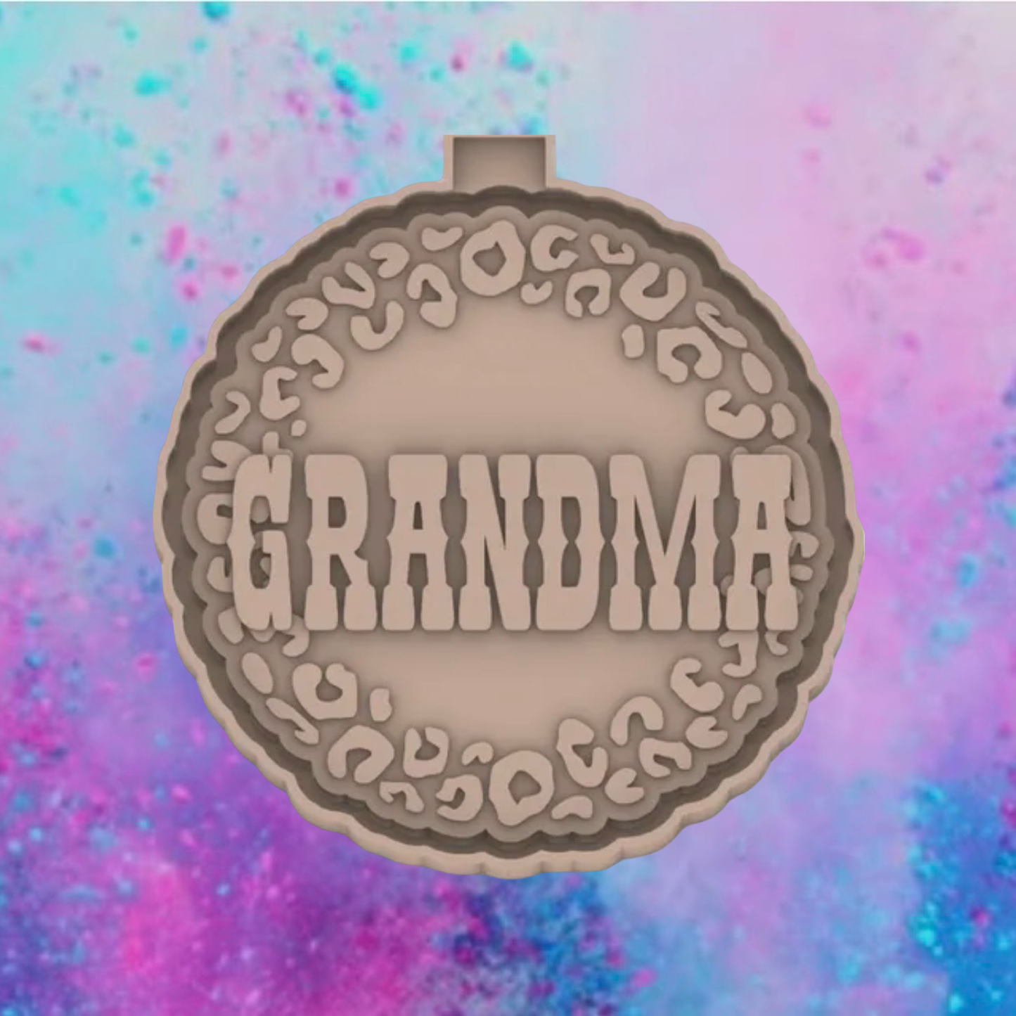 Leopard print Grandma car freshie mold.