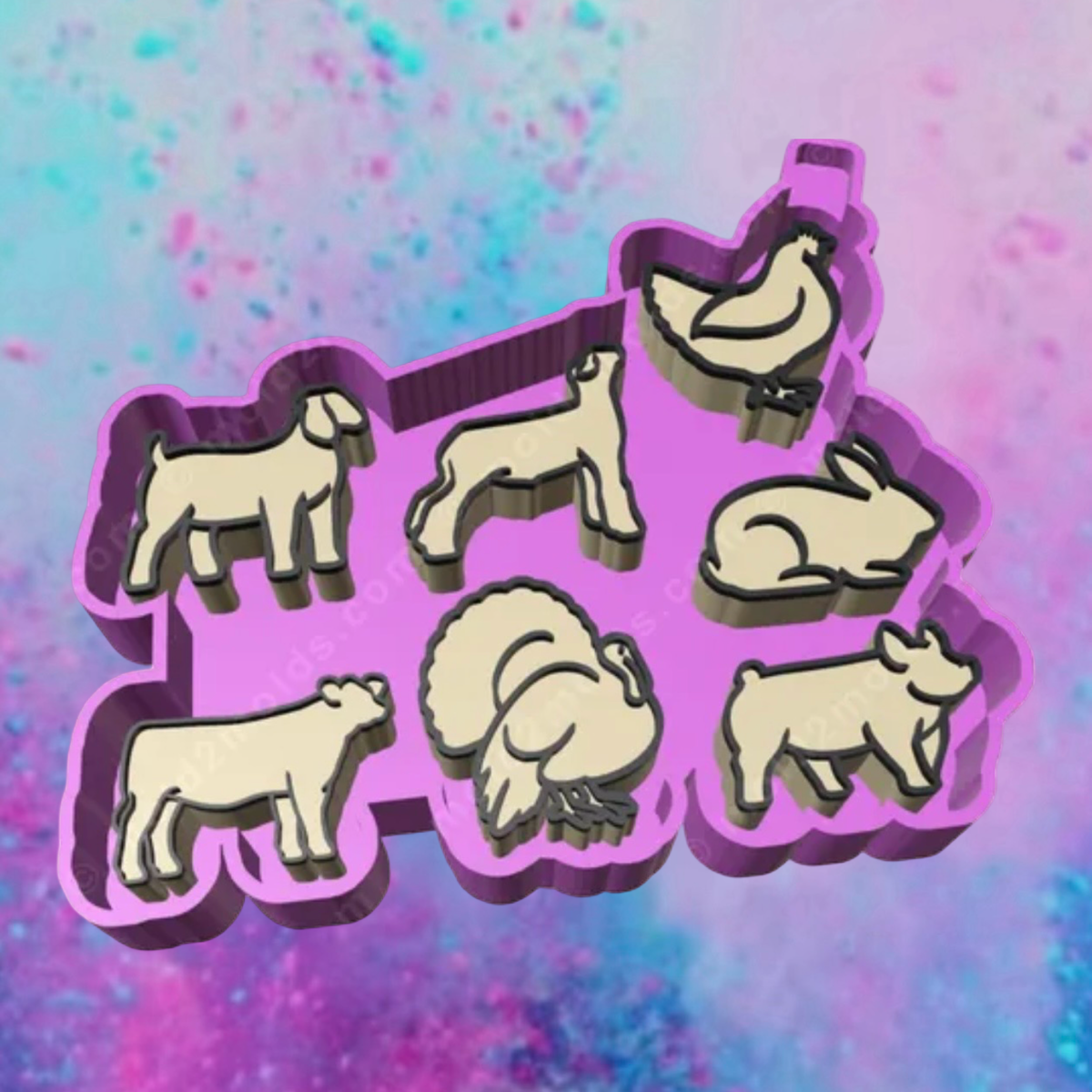 3D Show animals car freshie charms mold