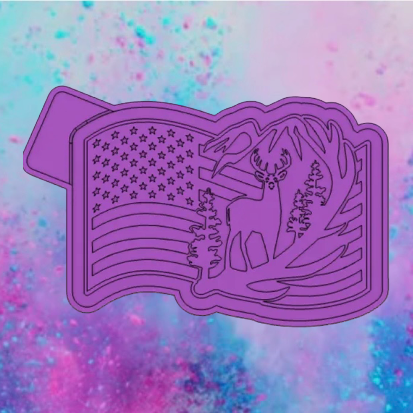 American flag with deer car freshie mold.