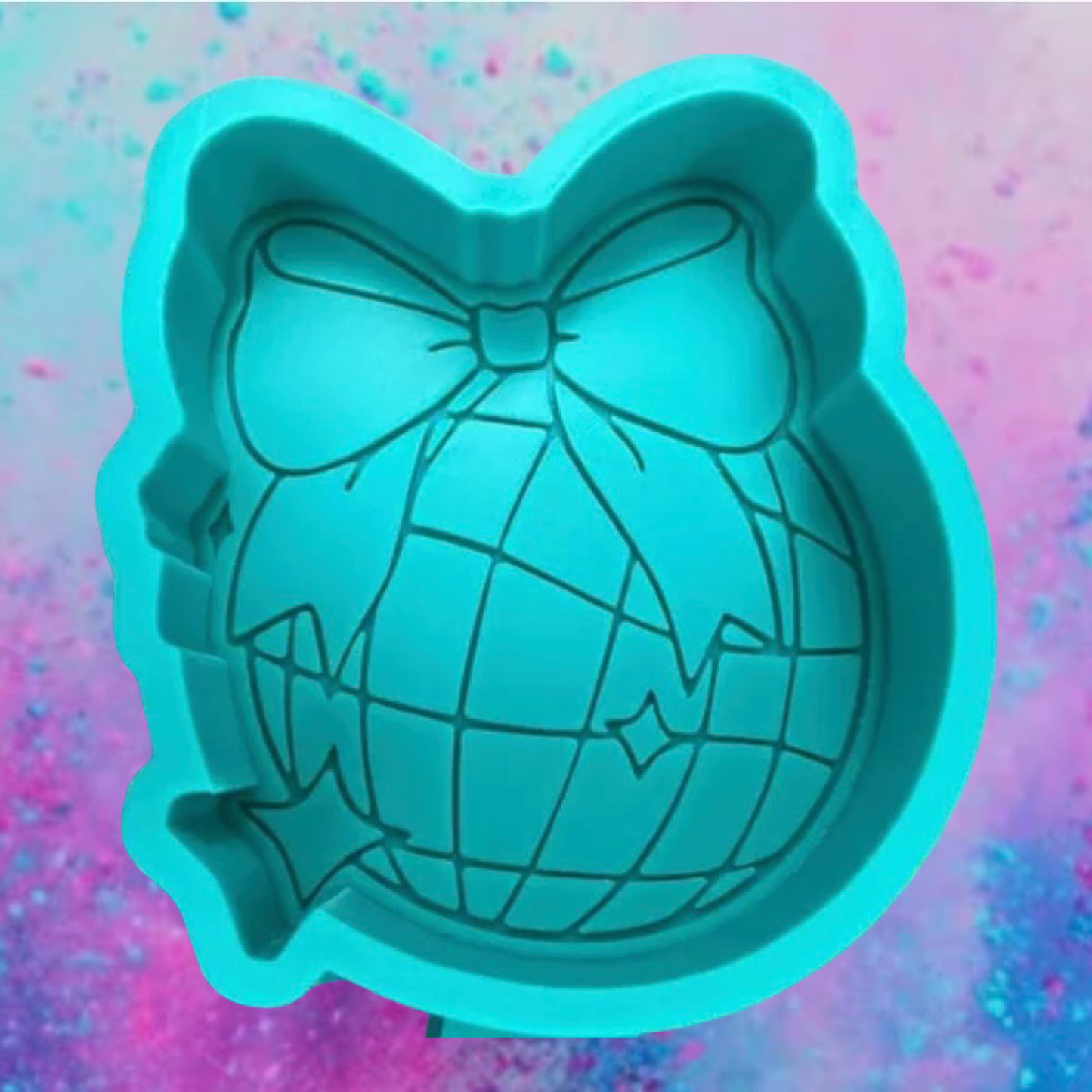 Disco ball with bow car freshie mold b