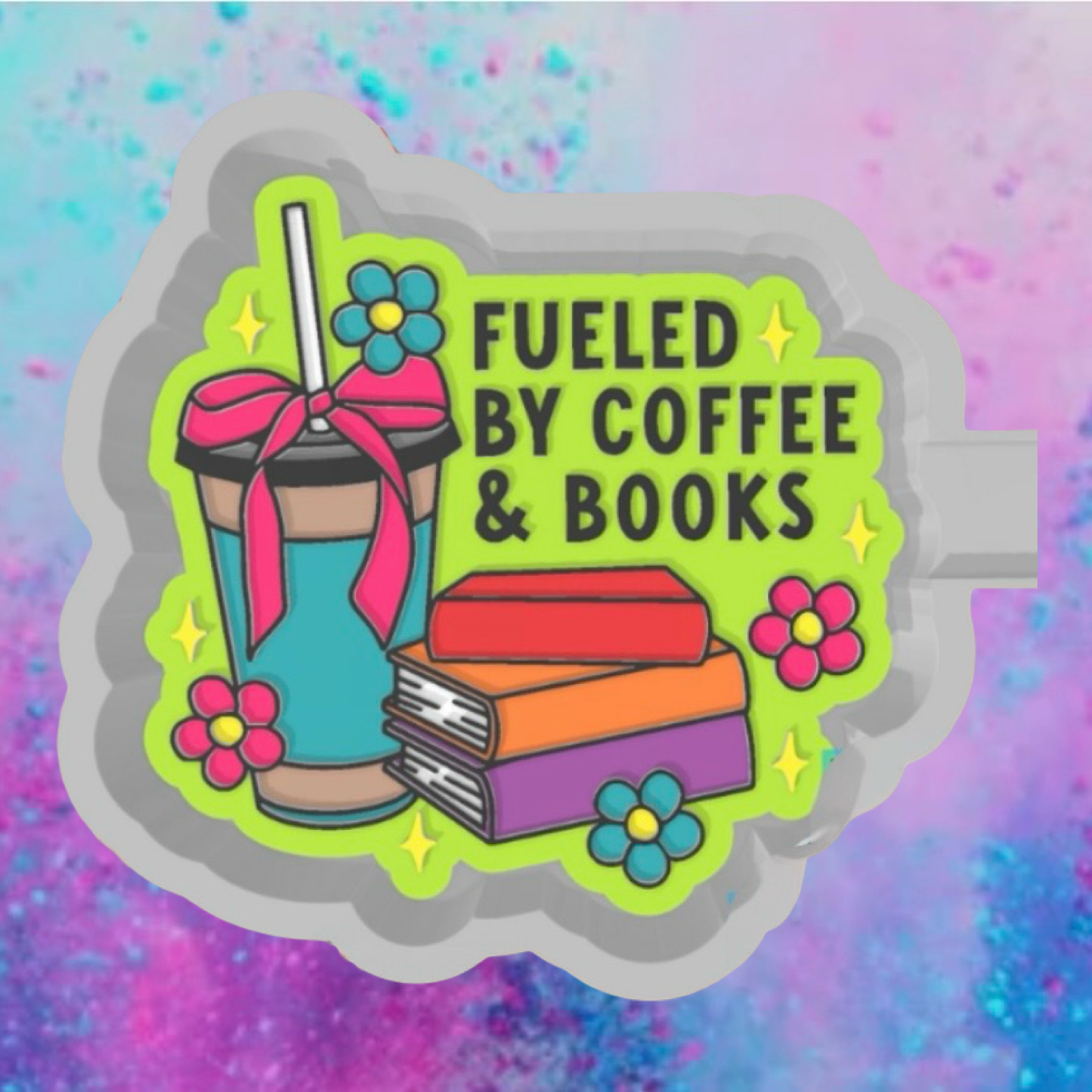 Fueled by coffee and books car freshie mold.