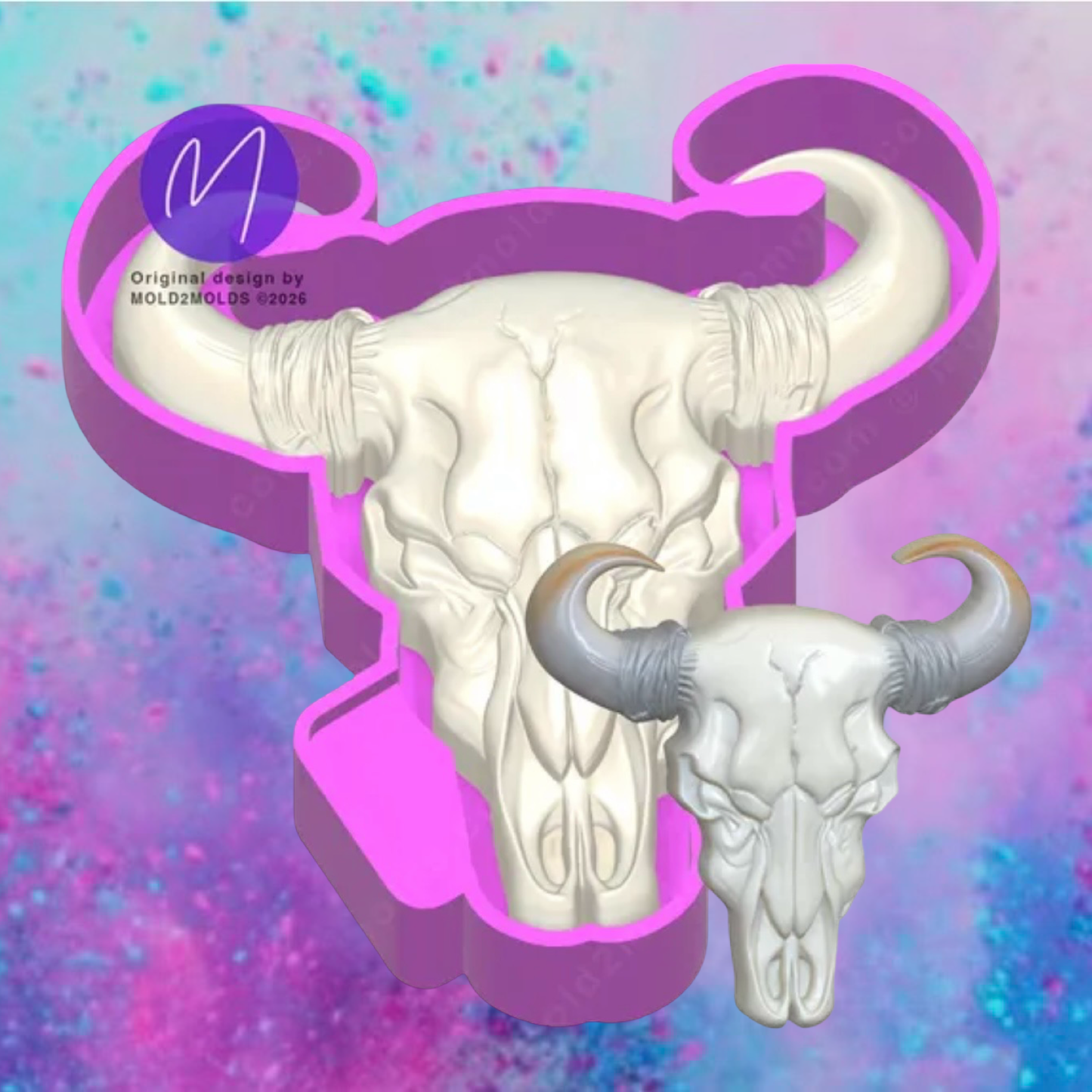 3D buffalo skull car freshie mold