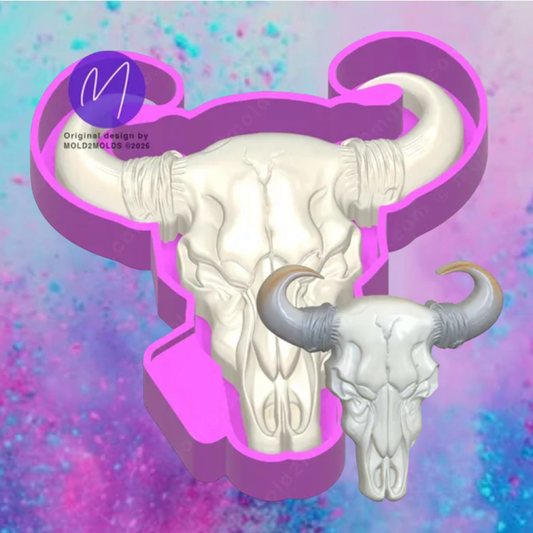 3D buffalo skull car freshie mold
