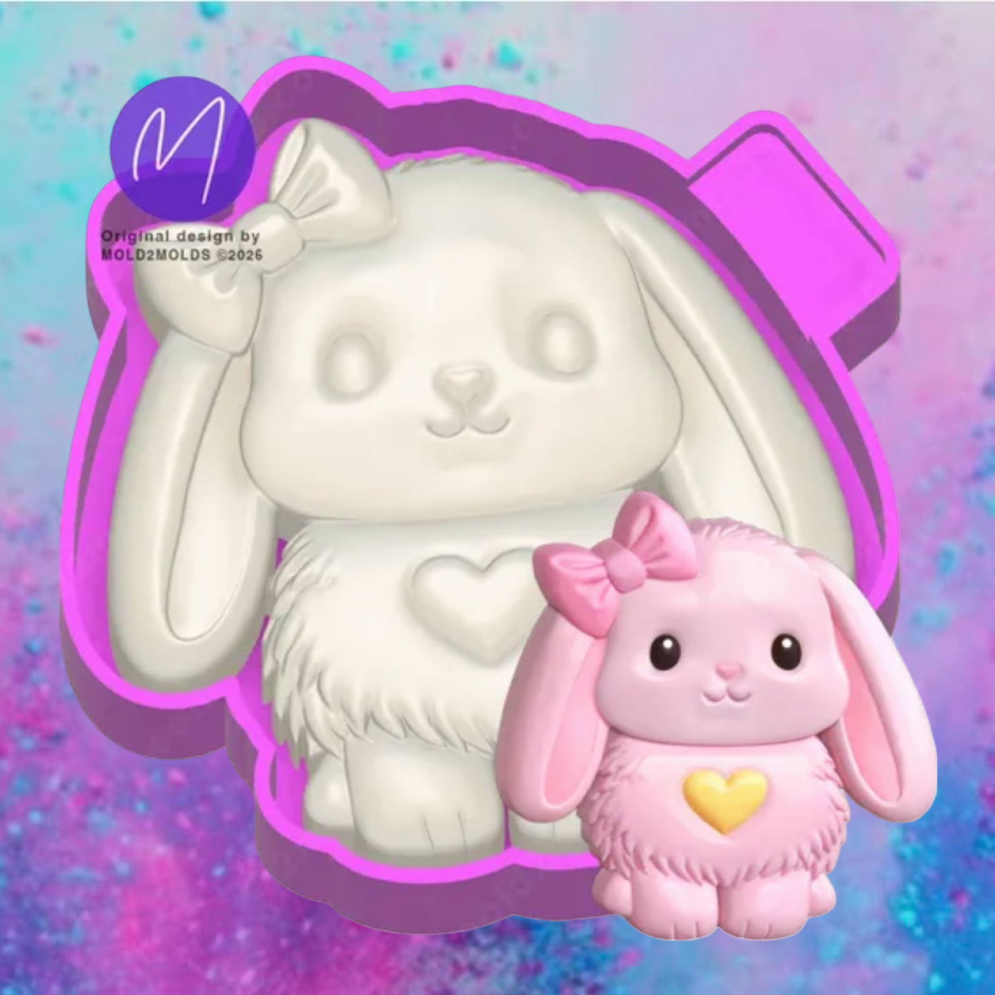 3D bunny with a bow car freshie mold.