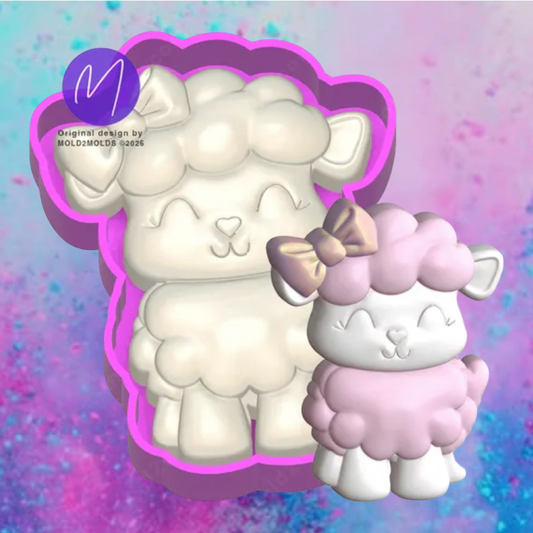3D lamb with bow car freshie mold