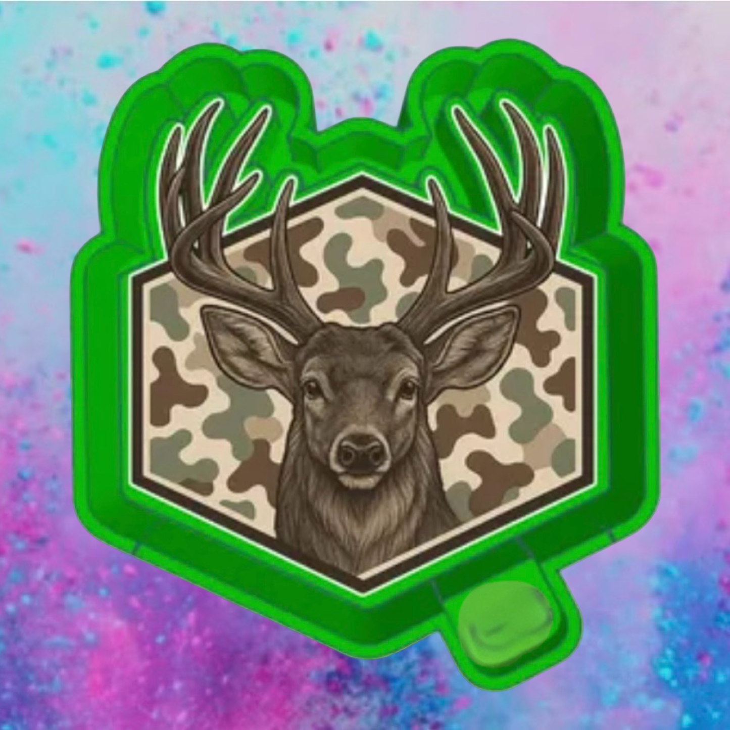 Deer hunting camo car freshie mold with cardstock.
