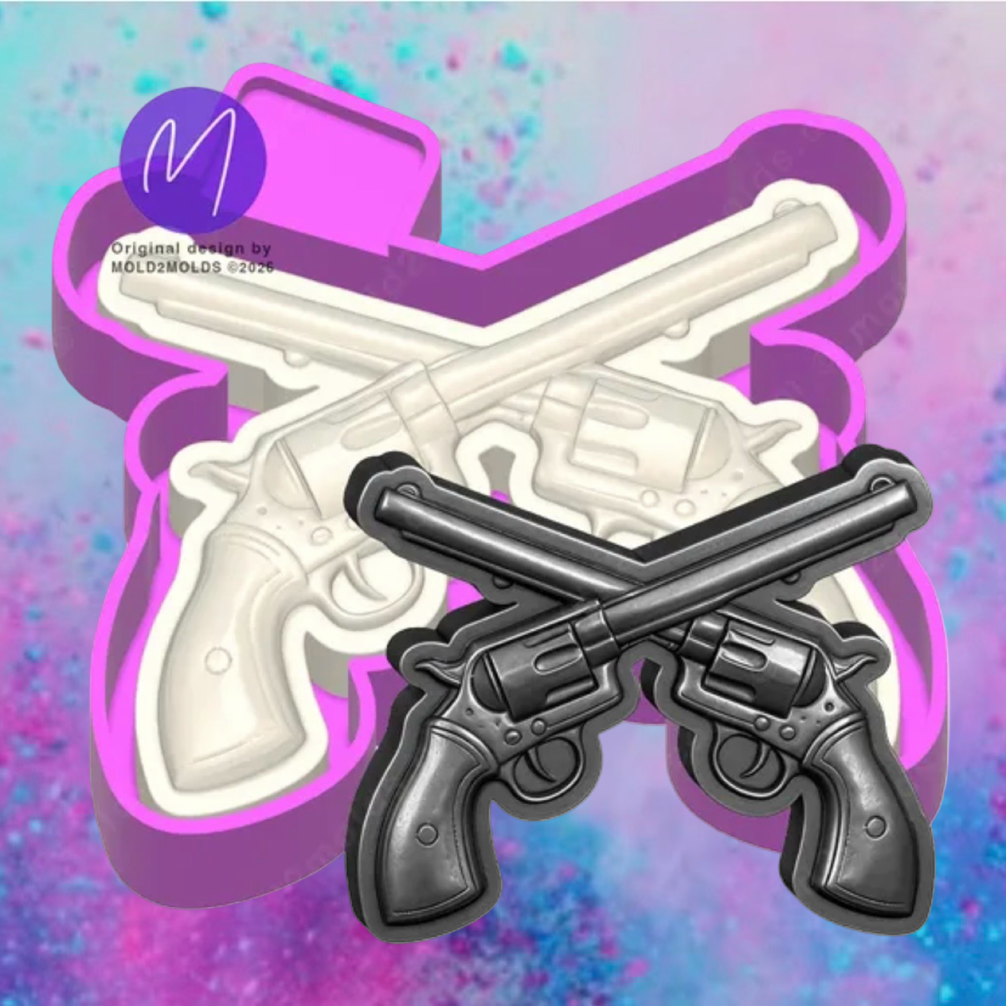 3D pistols crossed car freshie mold