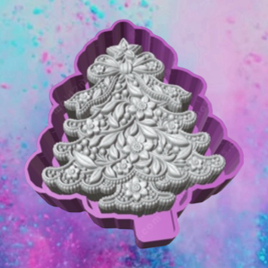 3D lace style Christmas tree car freshie molds.