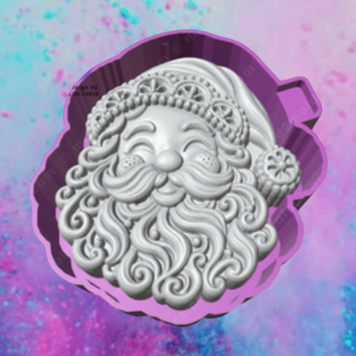 3D smiling Christmas Santa car freshie molds.