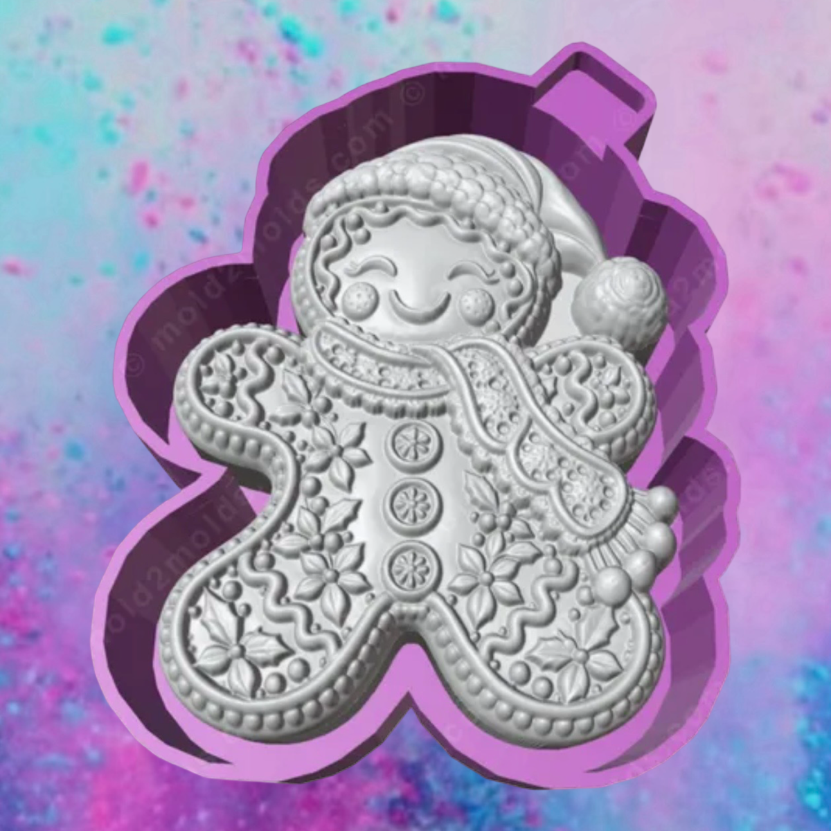 3D lace style gingerbread man car freshie molds.