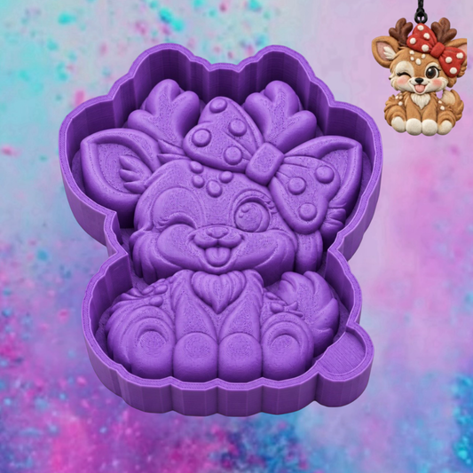 3D Winking Reindeer car freshie molds.