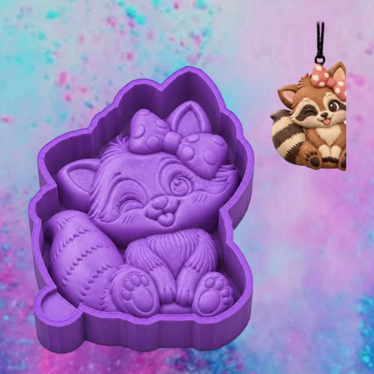3D Raccoon with bow car freshie molds.