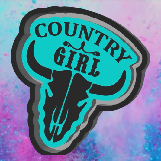 Country girl bull skull car freshie mold
