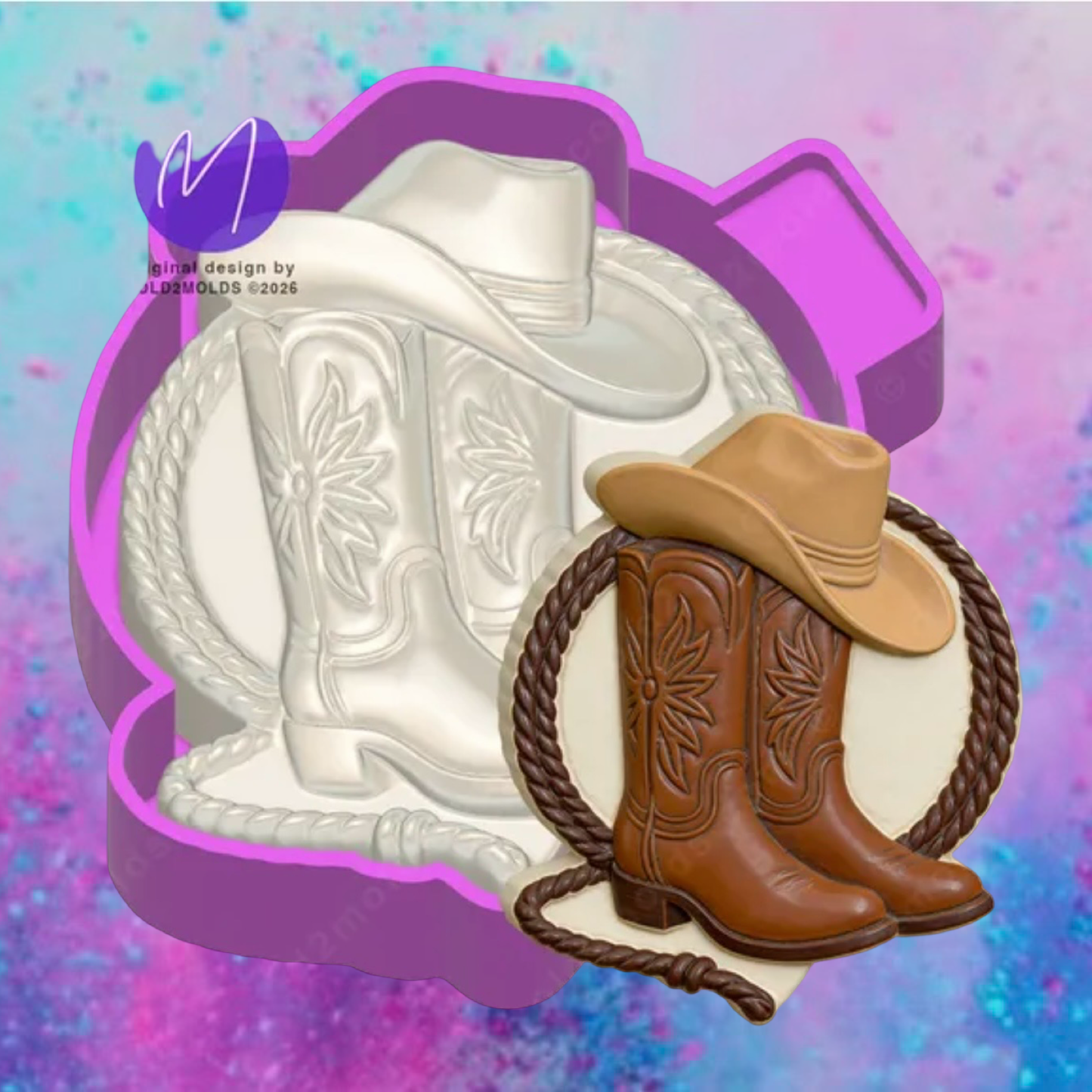3D western hat and boots car freshie mold