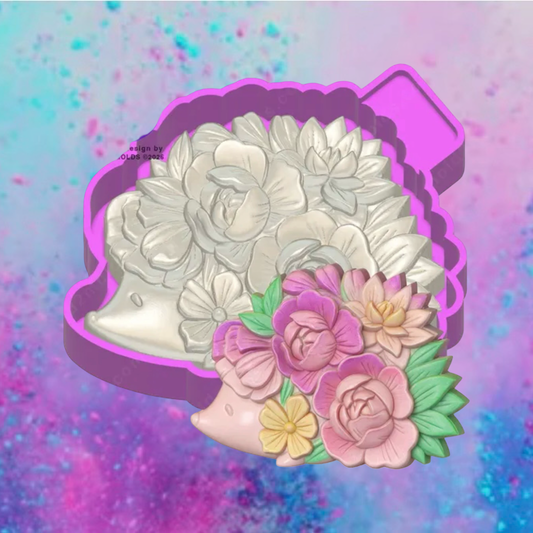 3D floral hedgehog freshie mold