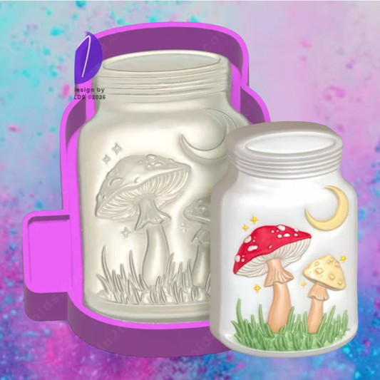 3D Mason jar mushrooms freshie mold