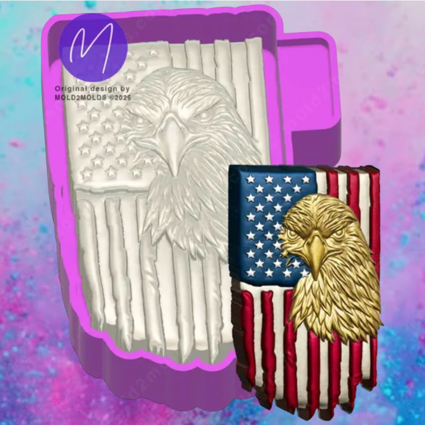 3D print American Eagle flag car freshie mold