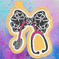 Cow print bow with stethoscope freshie mold