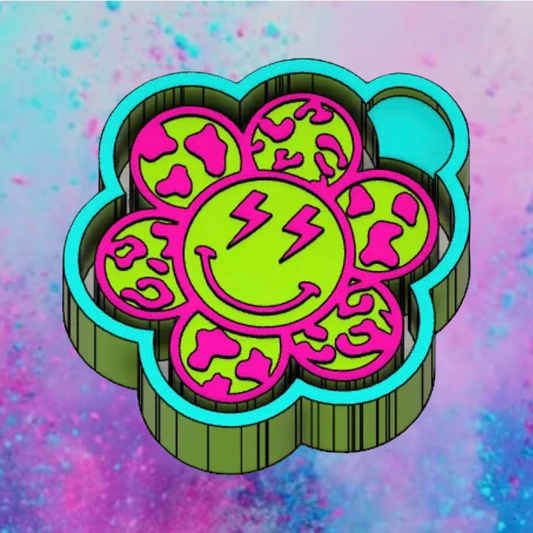 Smiley face cow print flower freshie mold