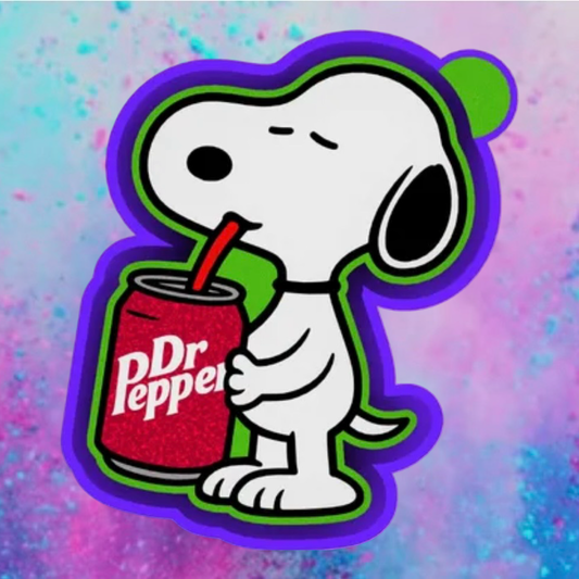 Snoopy drinking Dr. pepper freshie mold.