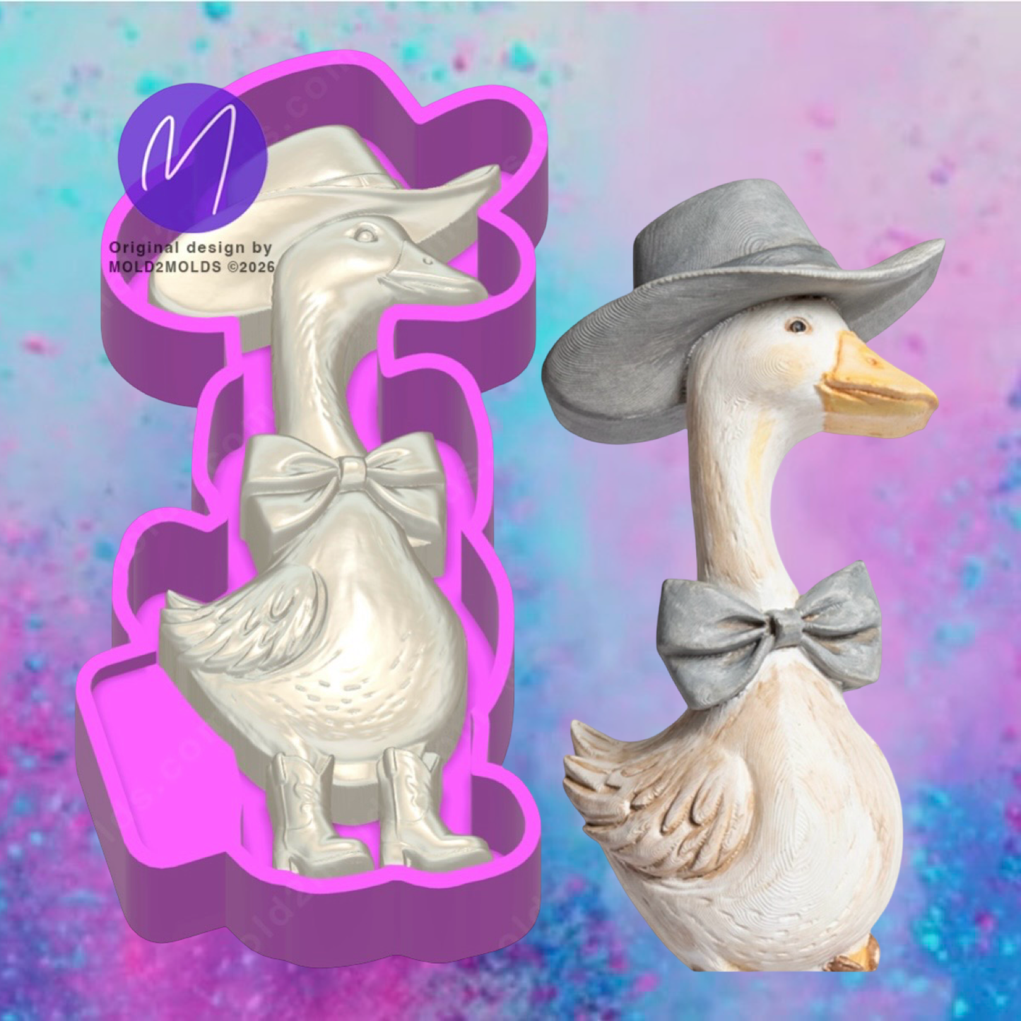 3D cowboy duck with boots freshie mold