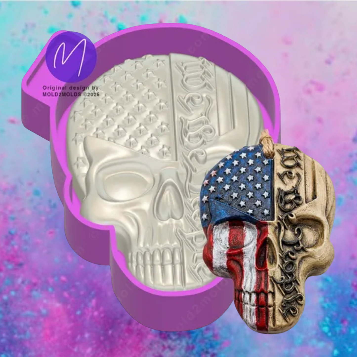 3D flag skull freshie mold