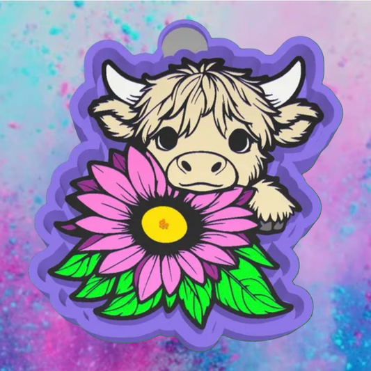 Highland cow with flower freshie mold