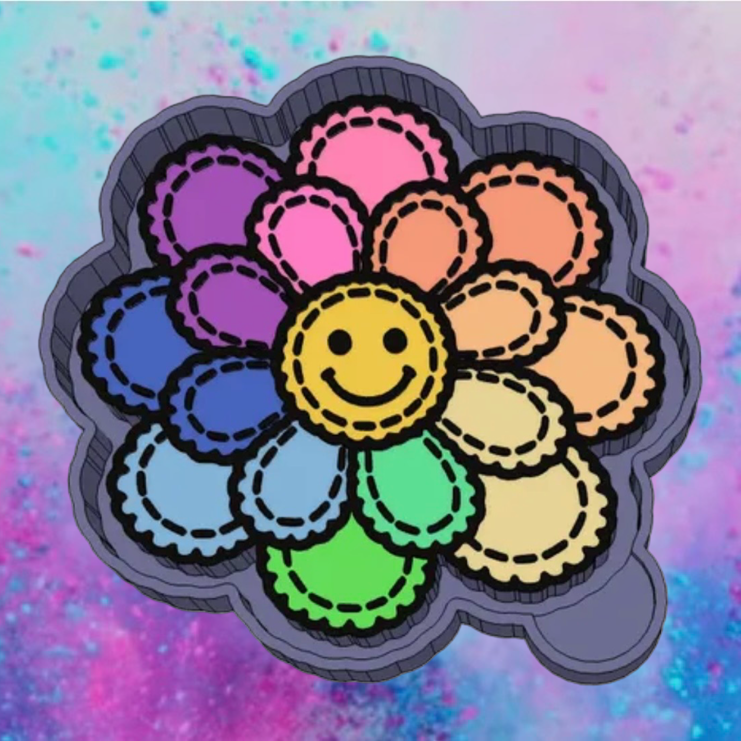 Patchwork smiley face freshie mold