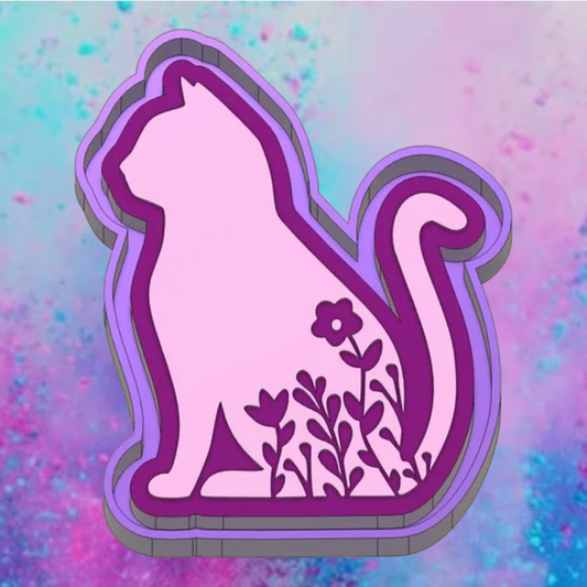 Floral cat freshie mold