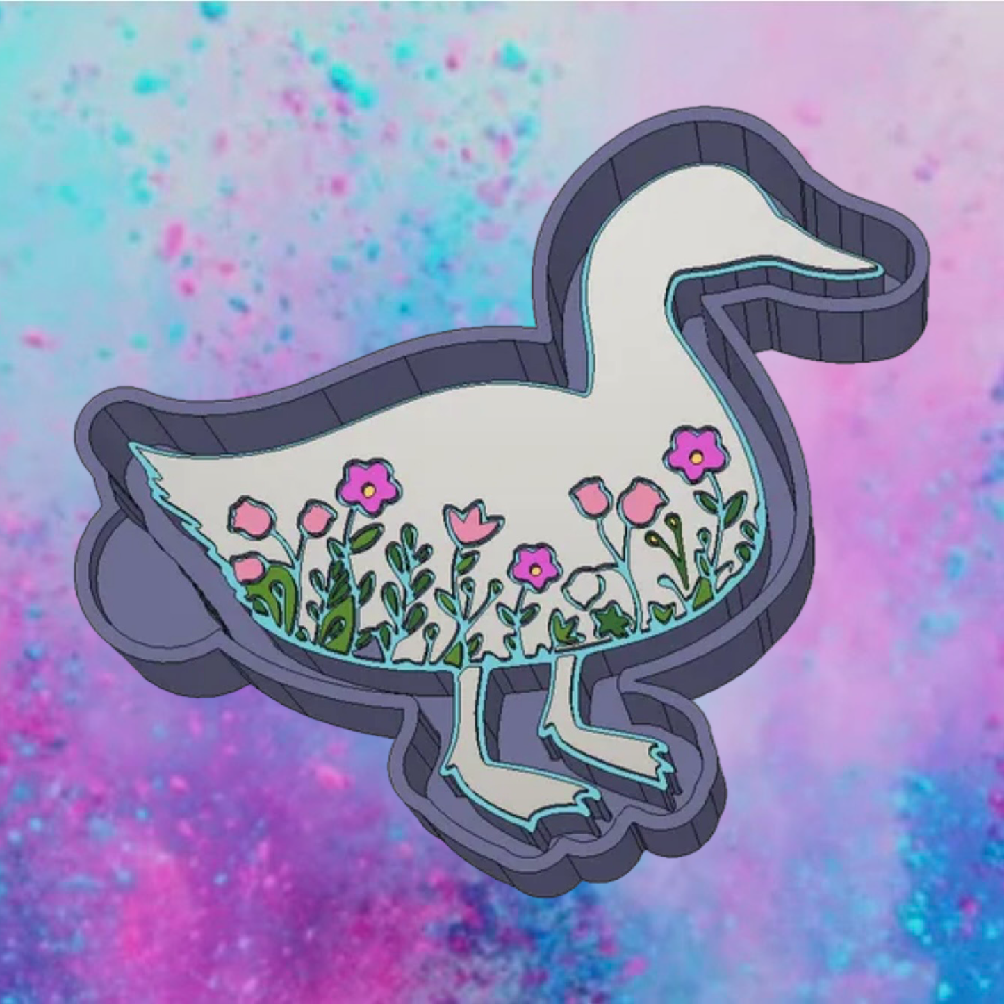 Floral duck freshie mold