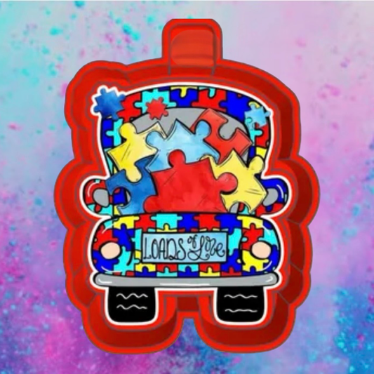 Autism puzzle truck freshie mold with cardstock