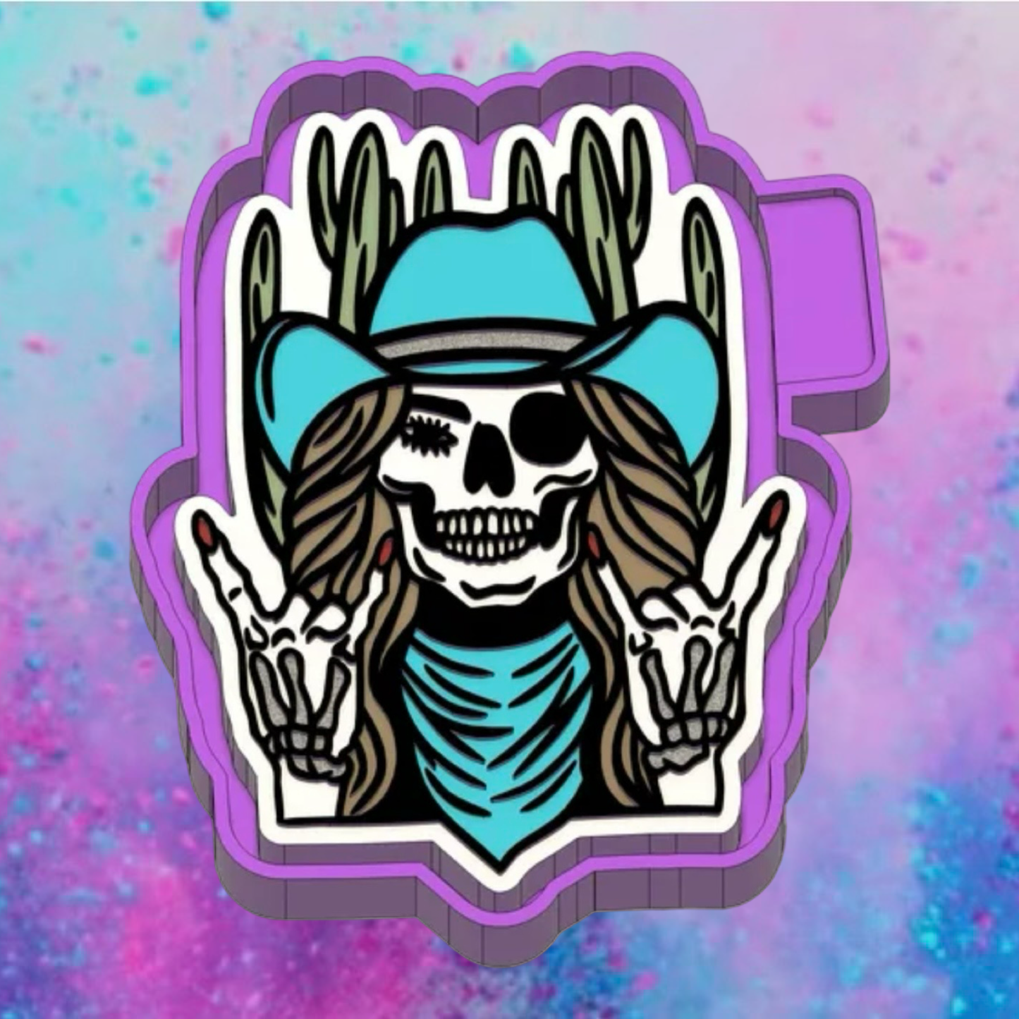 Skeleton cowgirl freshie mold