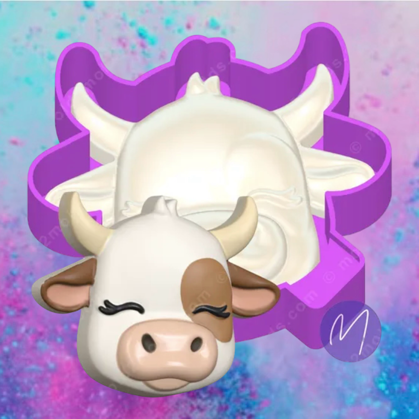 3D cow head freshie mold