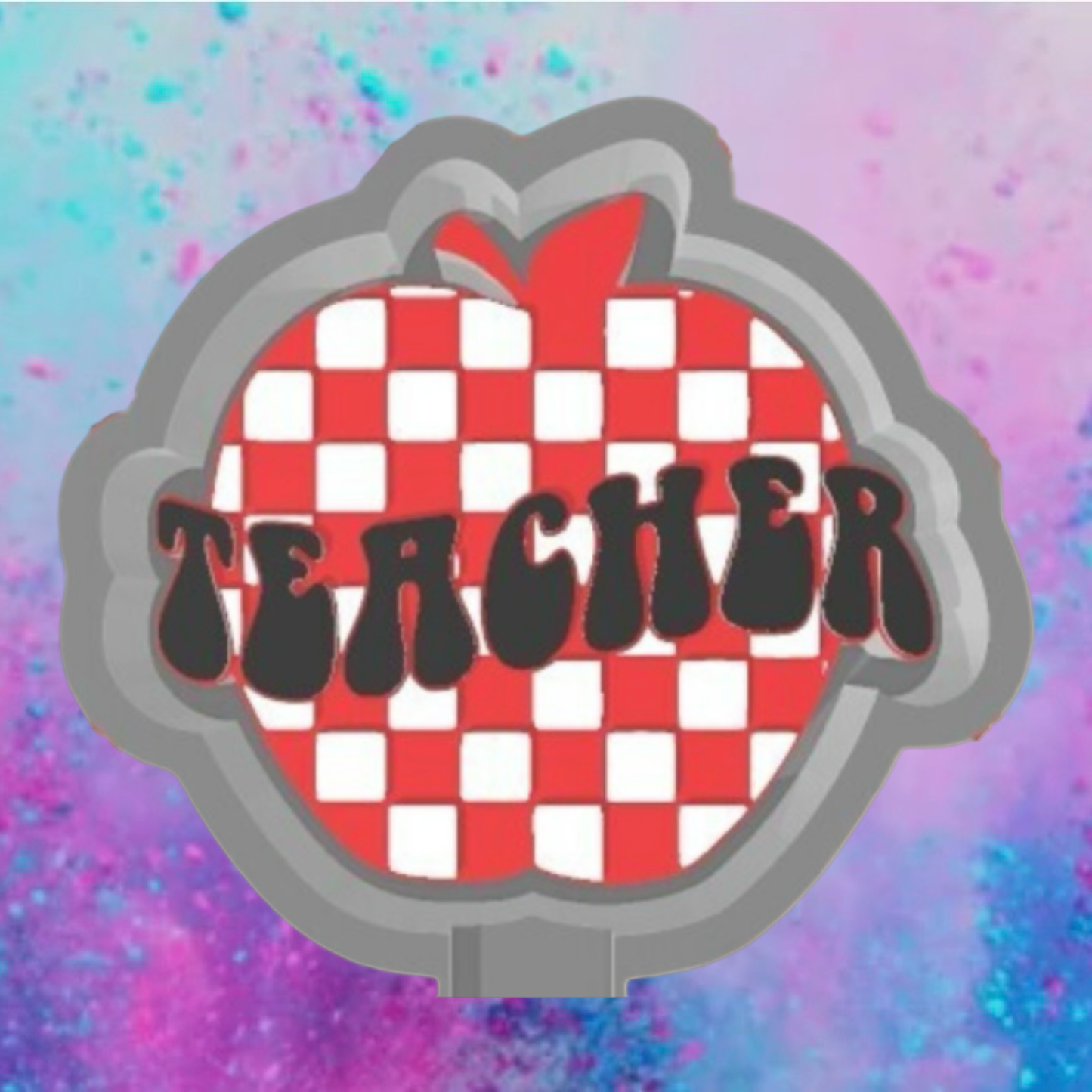 Checkered teacher apple freshie mold