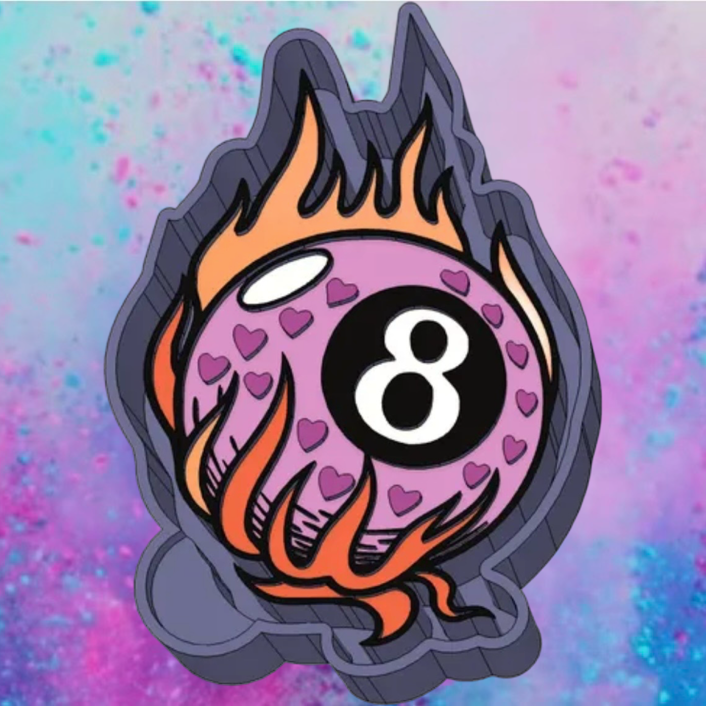 Flaming 8 ball freshie mold